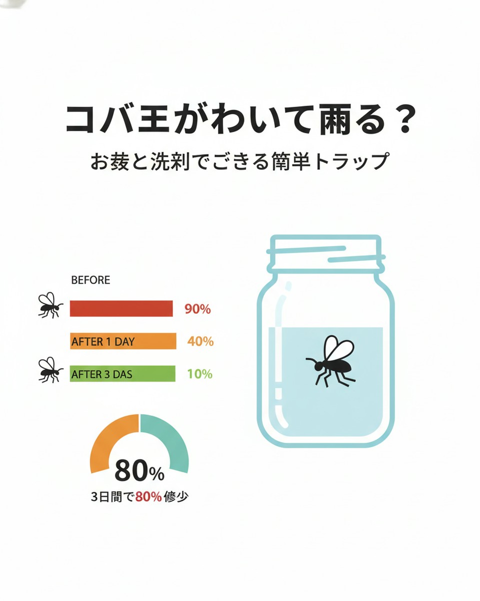 台所のコバエ問題、お酢と洗剤で解決！効果的なトラップ作成ガイド