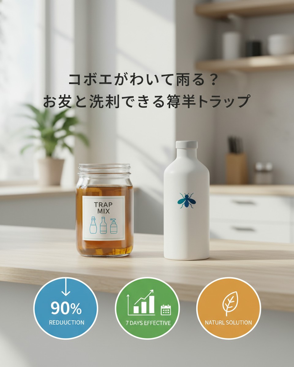 台所のコバエ問題、お酢と洗剤で解決！効果的なトラップ作成ガイド