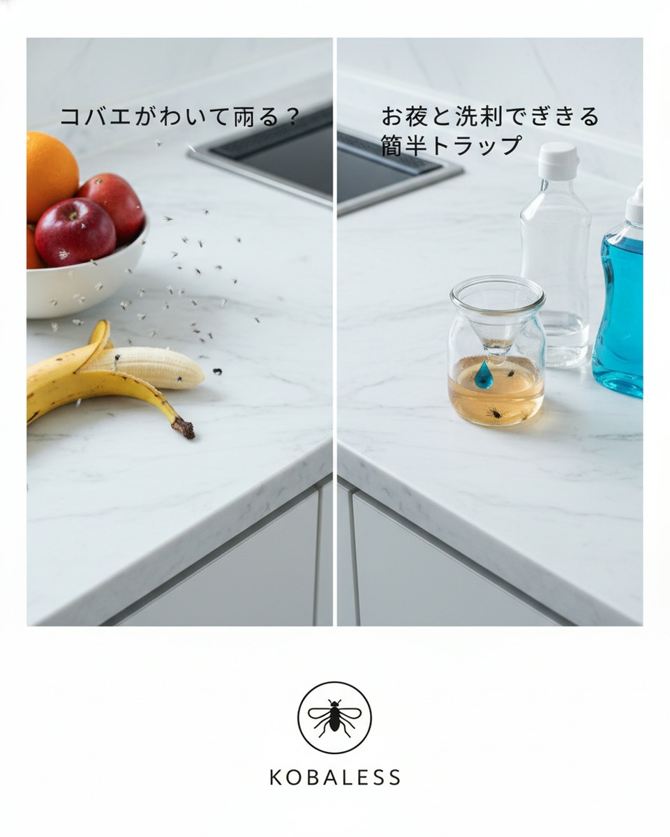 キッチンにコバエを寄せ付けない！お酢と洗剤でできる簡単トラップの作り方