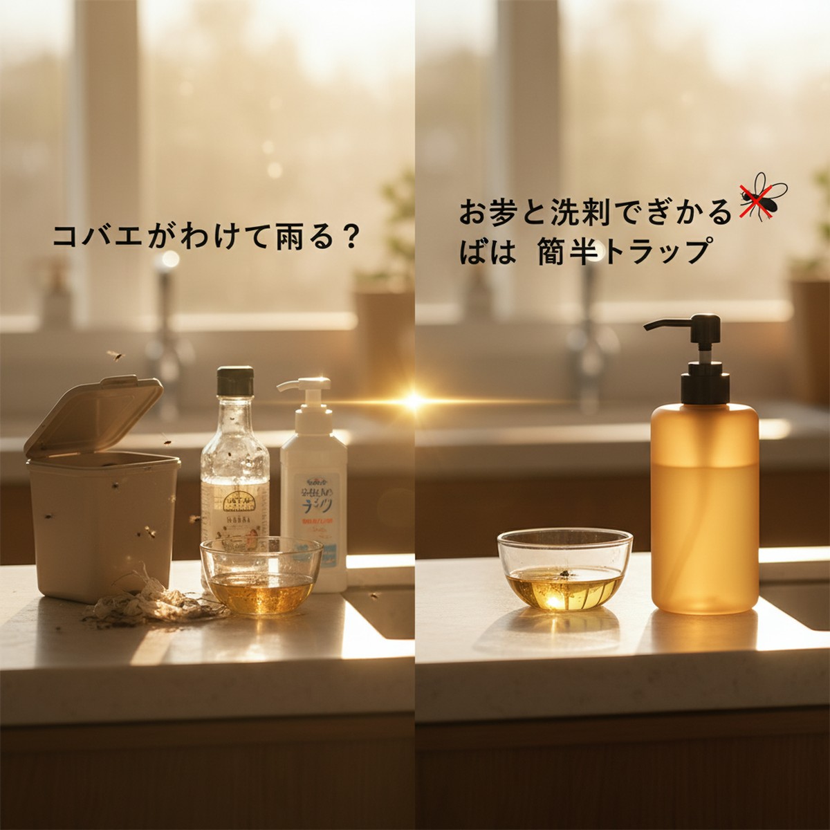 キッチンにコバエを寄せ付けない！お酢と洗剤でできる簡単トラップの作り方