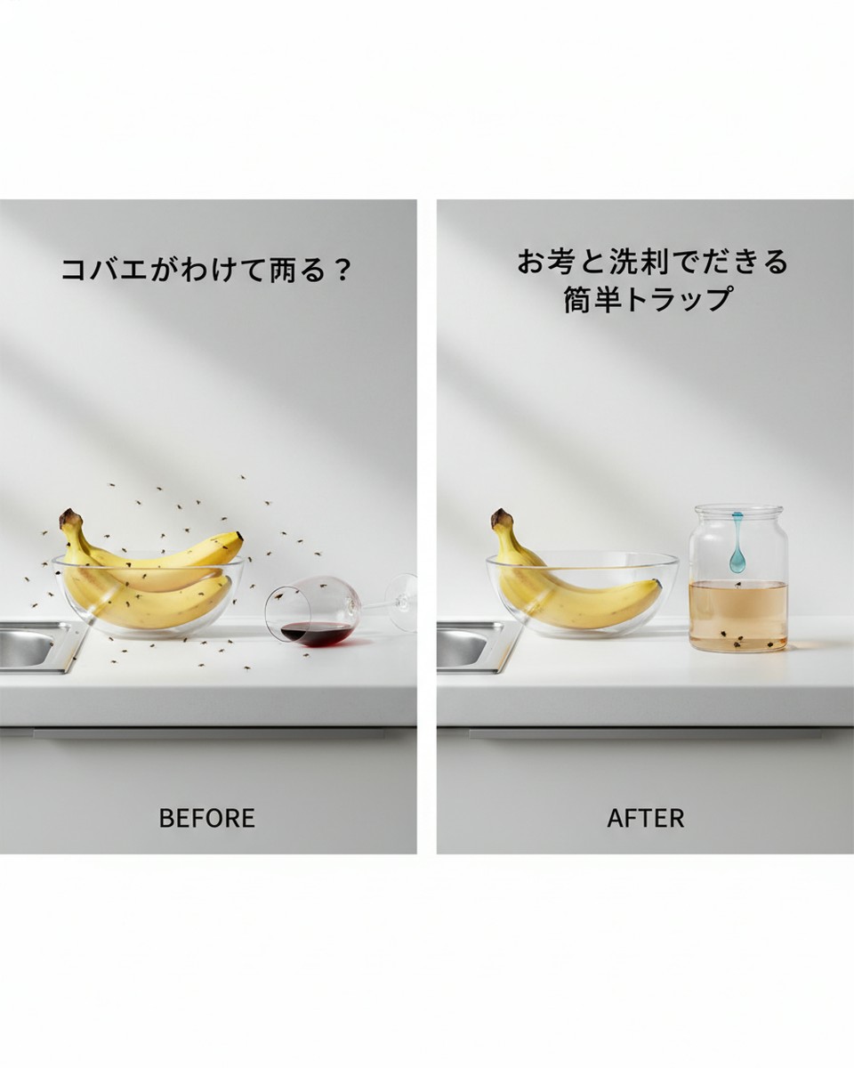 コバエが湧いて困る？お酢と洗剤で自作する簡単トラップの効果と作り方