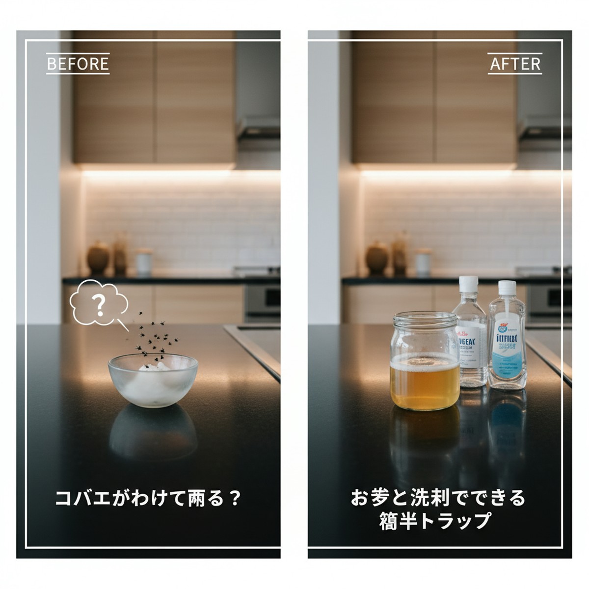 コバエがわく台所。お酢と洗剤でできる簡単トラップの作り方と効果