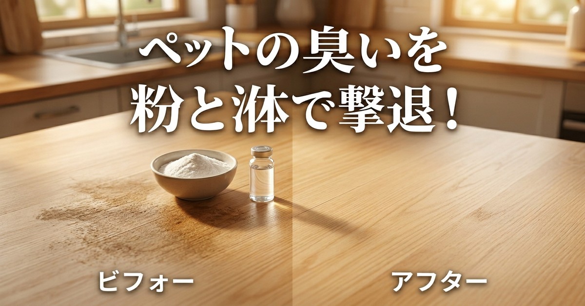 ペットのおしっこ臭が消えない！粉と液体で徹底的に清潔にする方法