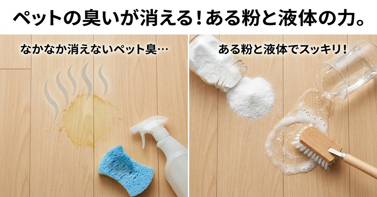ペットのおしっこ臭が消えない！諦める前に試したい、ある粉と液体で清潔を取り戻す方法