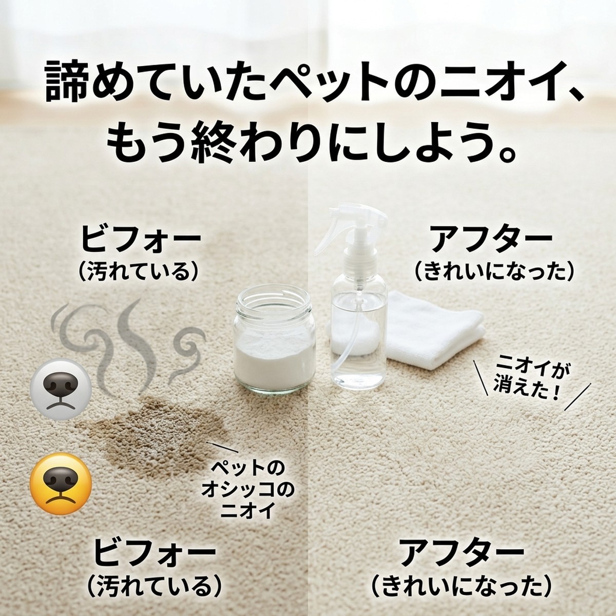 ペットのおしっこ臭が消えない？その原因と効果的な2ステップ消臭法