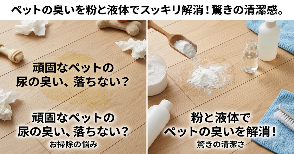 ペットのおしっこ臭が消えない？ある粉と液体で驚くほど清潔にする方法と成功事例