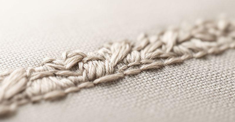 Close-up of intricate hand-stitching on a suit lapel