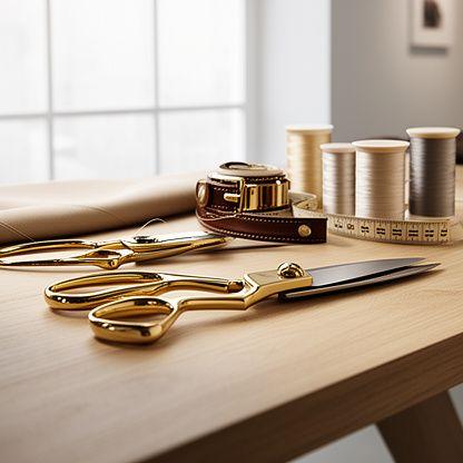Vintage tailoring tools and patterns on a cutting table