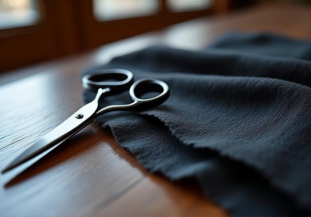 職人の道具と高品質な生地のディテール