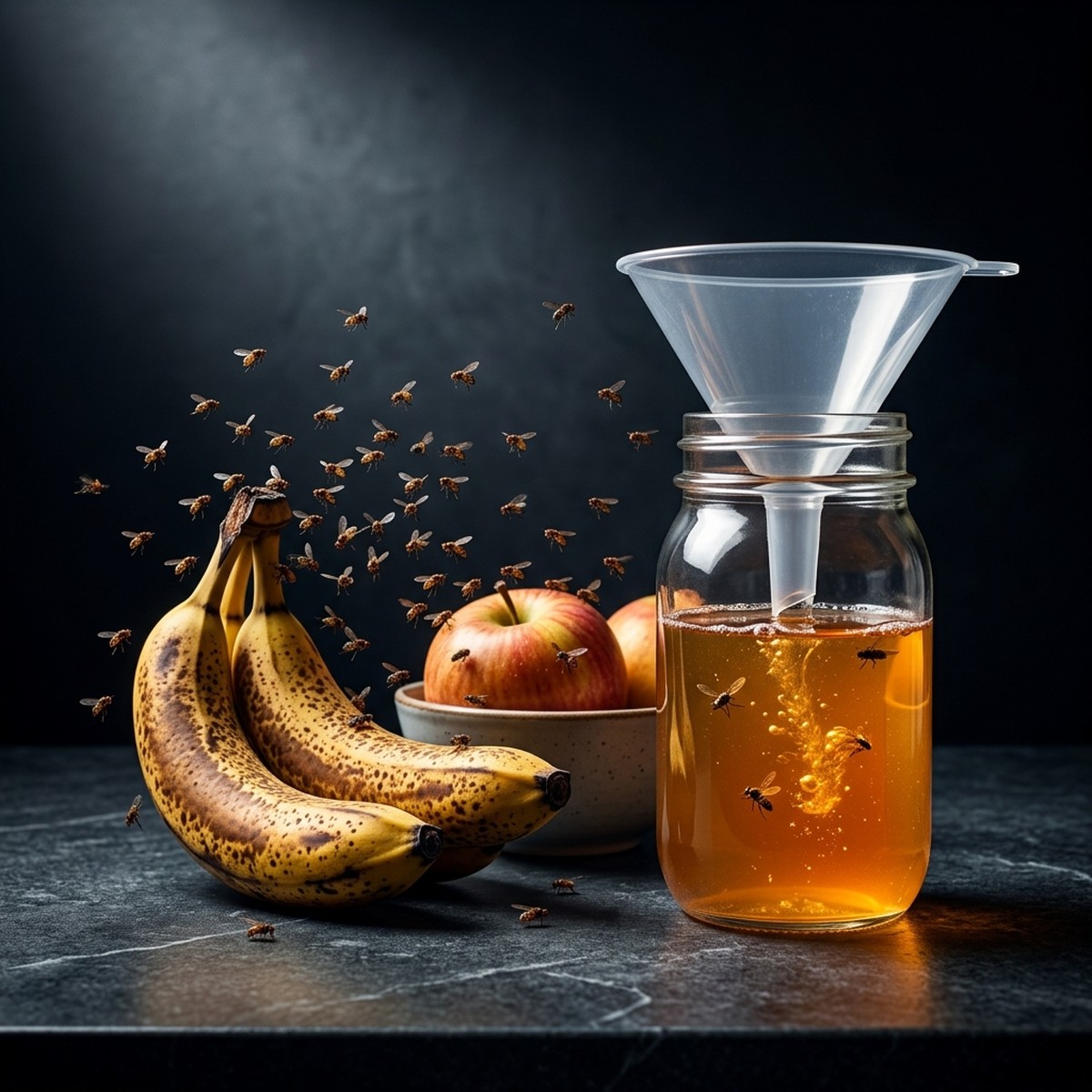 キッチンに飛ぶコバエ対策：お酢でできる簡単・確実な撃退法