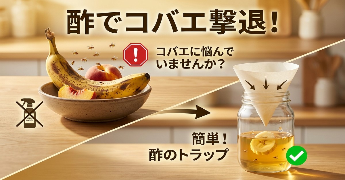 キッチンに飛ぶコバエ対策：お酢でできる簡単・確実な撃退法